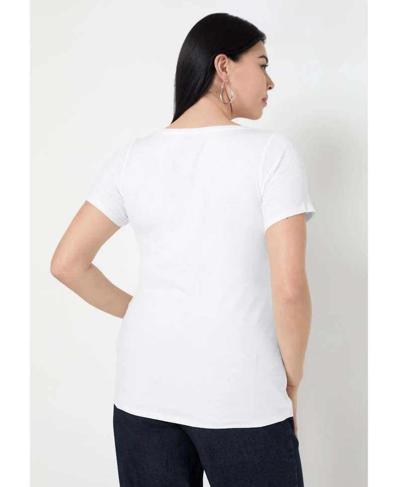 June + Vie Women's Ribbed Scoopneck Top