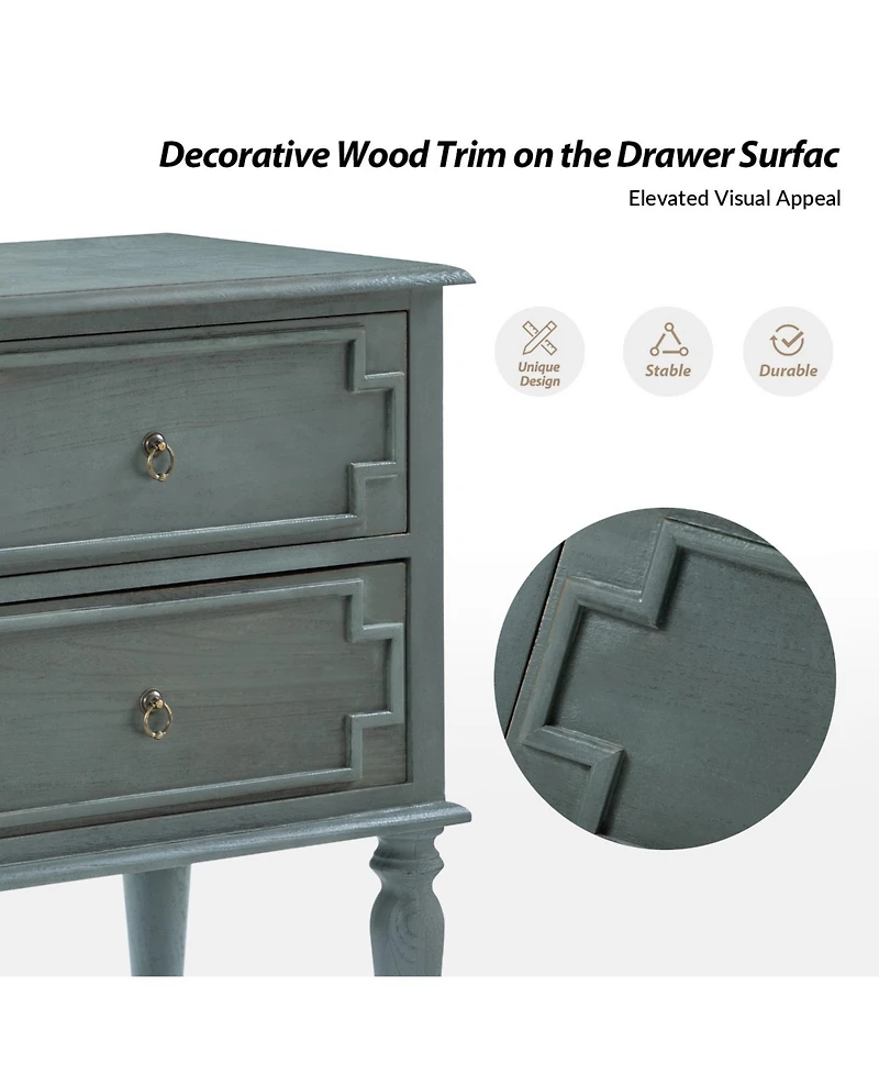 Kim 28"Tall 2-Drawer Nightstand