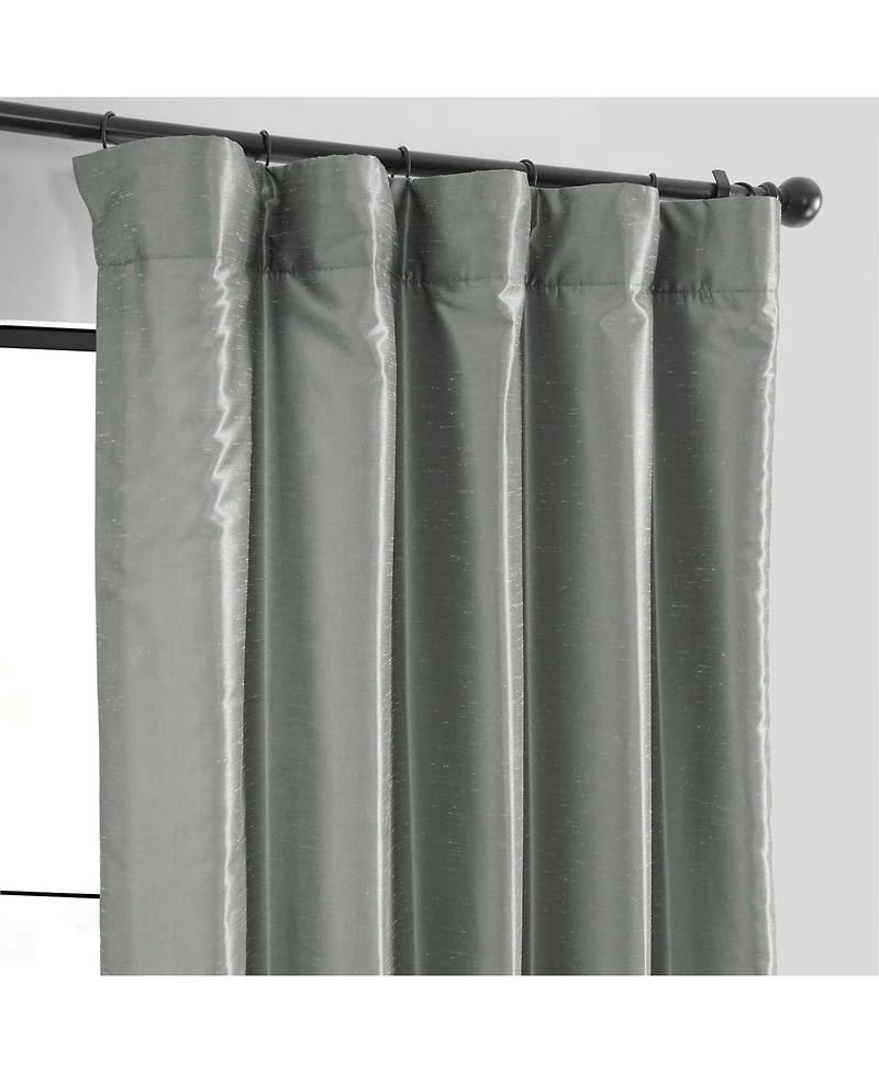 Half Price Drapes Silver Vintage Textured Faux Dupioni Silk Curtain