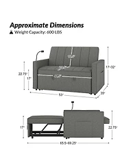 Duncan Modern Channel Tufted Upholstered Sleeper Sofa With Built-In Usb Port