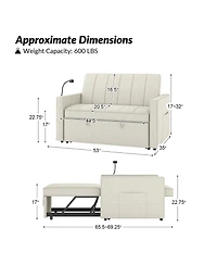 Duncan Modern Channel Tufted Upholstered Sleeper Sofa With Built-In Usb Port