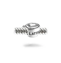 Bling Jewelry Set of 2 Latte Cup and Open Filigree Heart Charm Bead Oxidized Sterling Silver