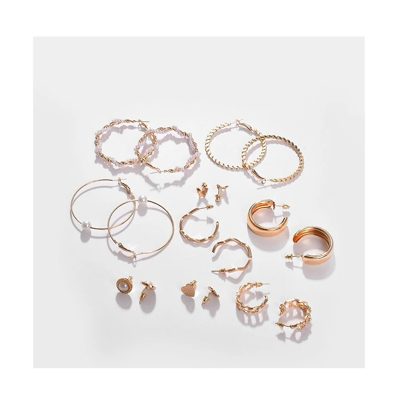 Sohi Women's Everyday Hoop Earrings Set