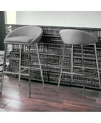 Modern Set of Two Metal Low Back Bar Chairs for Kitchen or Bar