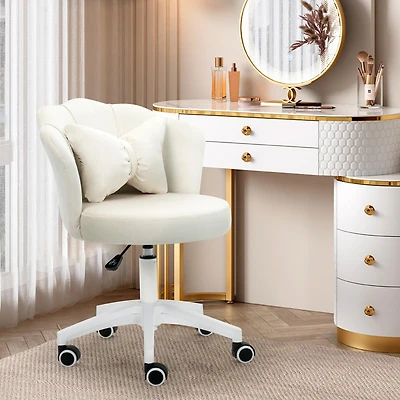 Dyhome Modern Velvet Task Chair 360 Swivel Adjustable Height Office Chair