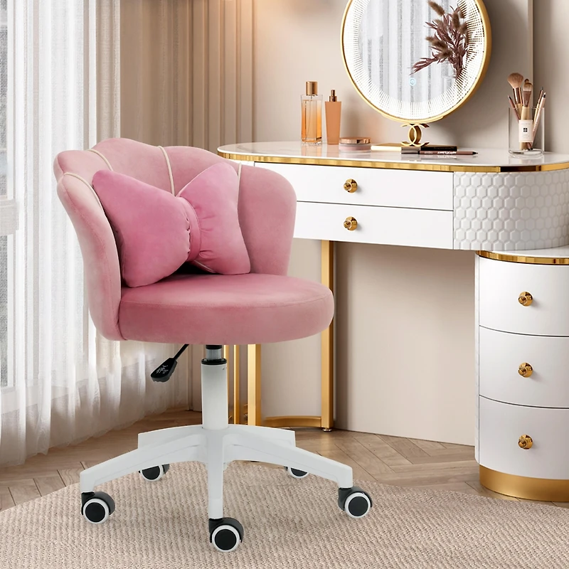 Dyhome Modern Velvet Task Chair 360 Swivel Adjustable Height Office Chair