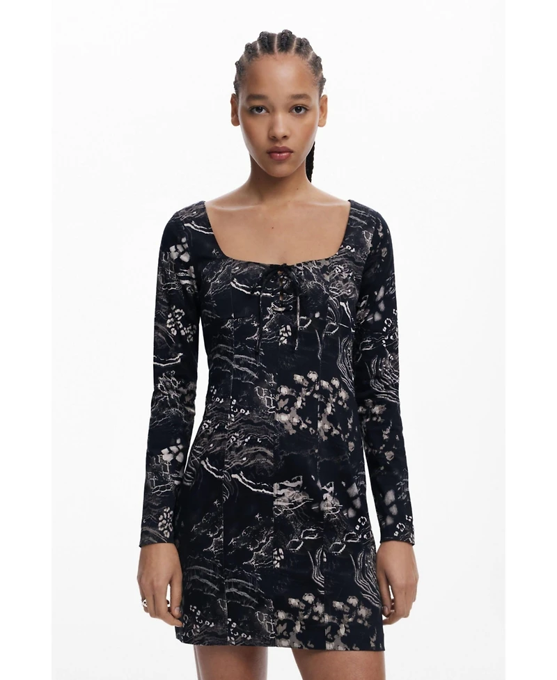 Desigual Women's Short dress with square neckline