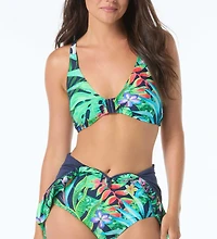 Beach House Sport Women's Emerge Long Sleeve Ruched Zip Front One Piece Swimsuit