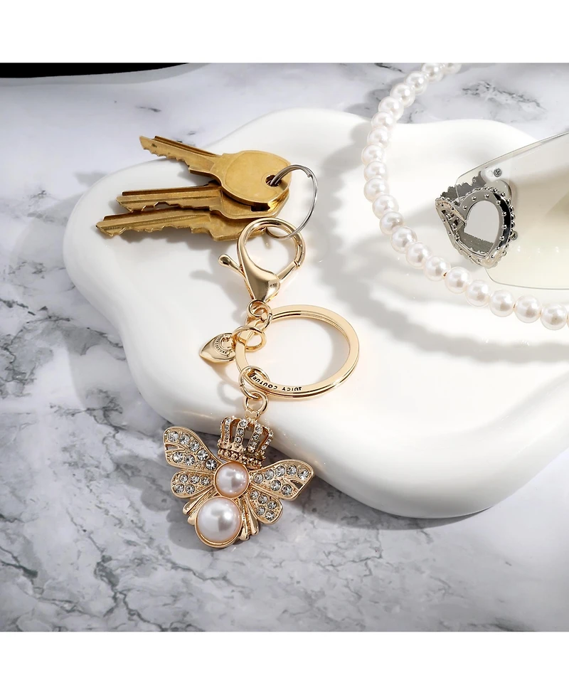 Juicy Couture Regal Bee Pearl Charm Keychain
