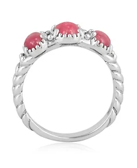 Sterling Silver Rhodonite 3-Stone Ring