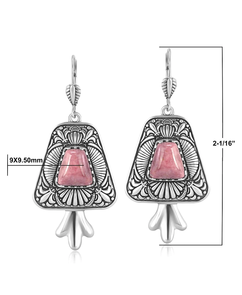 Sterling Silver Rhodonite Trapezoid Earrings