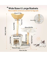 Bingopaw Solid Wood Cat Tree Tower for Indoor Cats With Soft Cushions