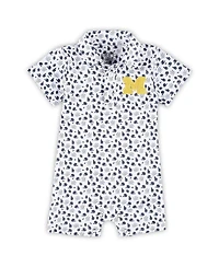 Garb Baby Boys and Girls White Michigan Wolverines Earnest Polo Romper