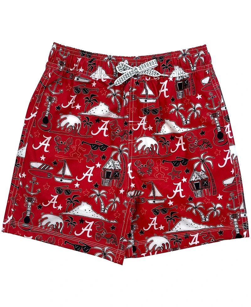 Wes & Willy Big Boys and Girls Crimson Alabama Tide Luau Swimsuit