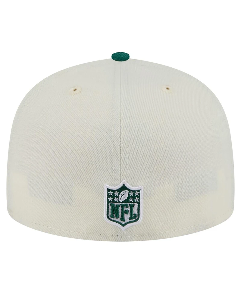 New Era Men's White/Green New York Jets Main 59FIFTY Fitted Hat