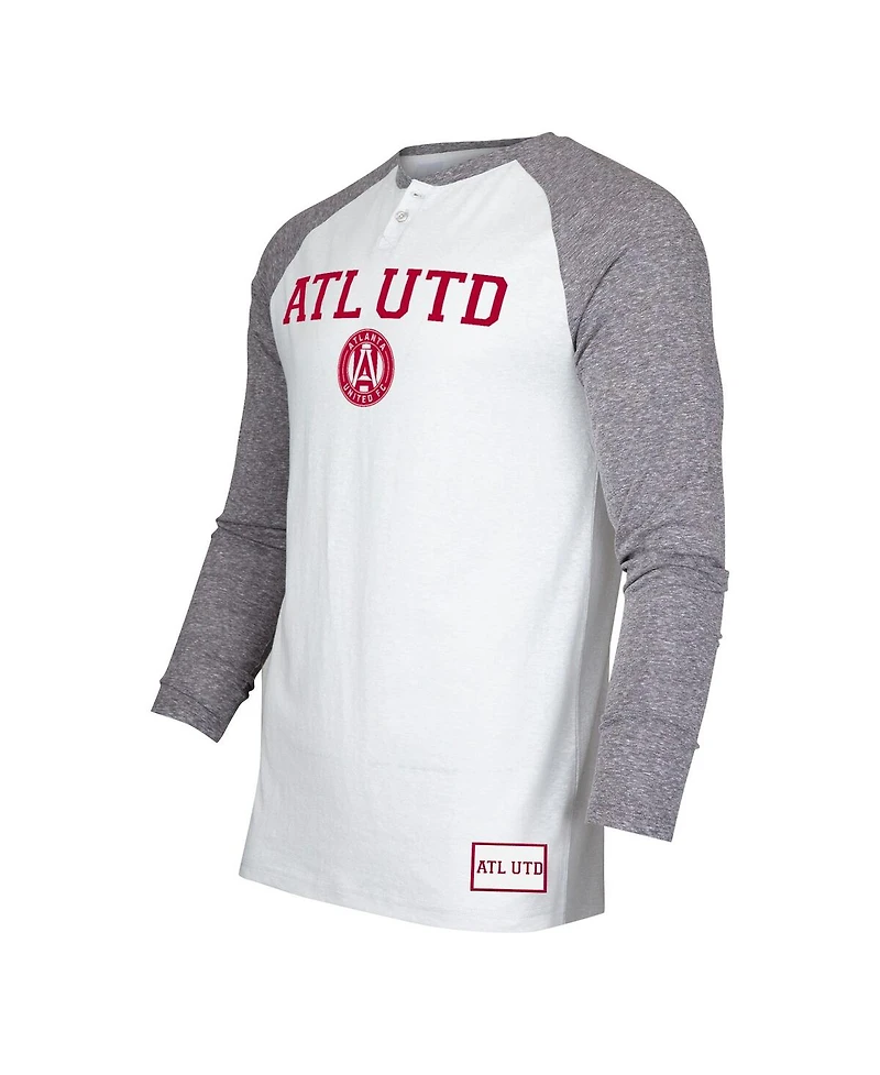Concepts Sport Men's White/Charcoal Atlanta United Fc Concord Henley Raglan Long Sleeve T-Shirt