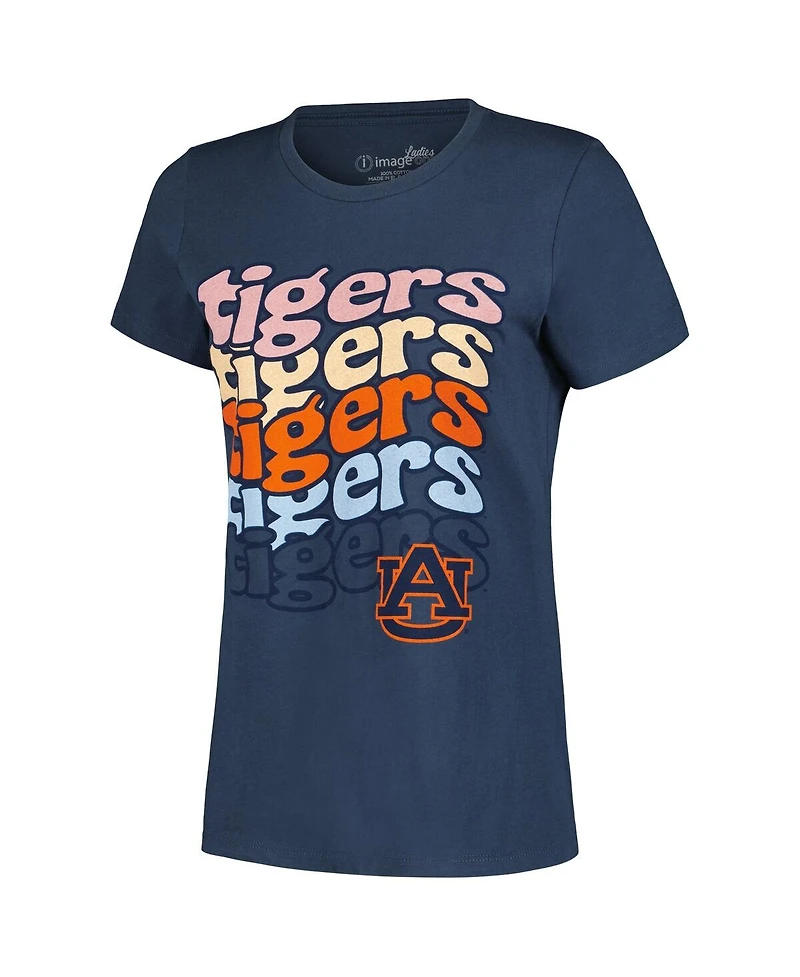 Image One Women's Navy Auburn Tigers Repeat Slogan Boyfriend T-Shirt