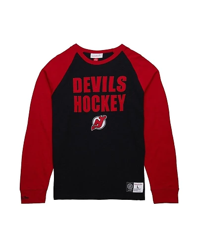 Mitchell & Ness Men's Black/Red New Jersey Devils Legendary Slub Raglan Long Sleeve T-Shirt