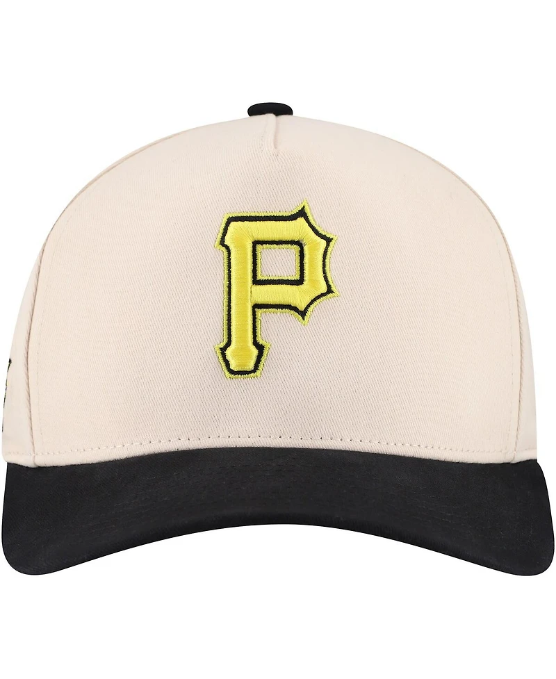 Mitchell & Ness Men's Cream Pittsburgh Pirates Overspray Pro Pinch Snapback Hat