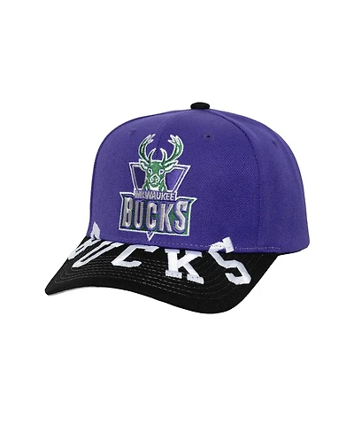 Mitchell & Ness Men's Purple/Black Milwaukee Bucks Underarch Two-Tone Pro Crown Snapback Hat