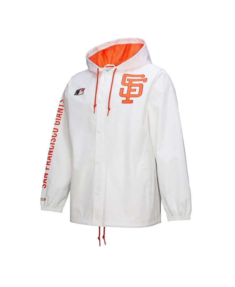 Mitchell & Ness Men's White San Francisco Giants Vintage Full-Snap Hooded Coaches Jacket