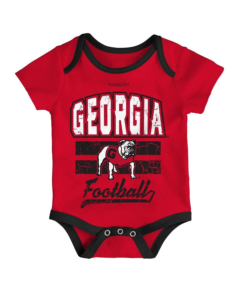 Mitchell & Ness Baby Boys and Girls 3-Piece Red Georgia Bulldogs Bodysuit, Bib and Bootie Set