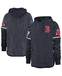 '47 Brand Men's Navy Boston Red Sox Pinstripe Double Header Pullover Hoodie