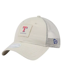 New Era Women's Light Beige Texas Rangers Square Stitch 9TWENTY Adjustable Hat