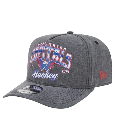 New Era Men's Charcoal Washington Capitals Throwback Washed A-Frame Pre-Curved 9FIFTY Snapback Hat