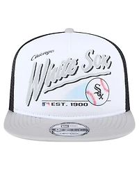 New Era Men's White/Gray Chicago White Sox Retro Script Trucker 9FIFTY Snapback Hat