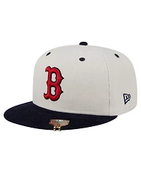 New Era Men's Cream/Navy Boston Red Sox Two-Tone Corduroy 59FIFTY Fitted Hat