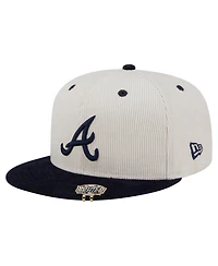 New Era Men's Cream/Navy Atlanta Braves Two-Tone Corduroy 59FIFTY Fitted Hat