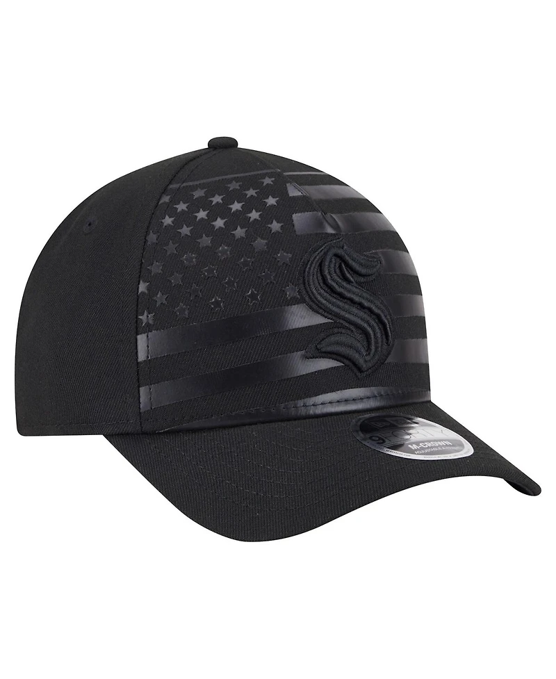 New Era Men's Black Seattle Kraken Game Day Stealth Flag 9FORTY A-Frame Adjustable Hat