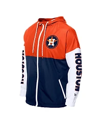 New Era Men's Navy/Orange Houston Astros Color Block Full-Zip Hoodie Windbreaker Jacket