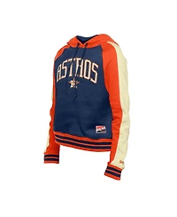 New Era Women's Navy Houston Astros Cooperstown Collection Cropped Raglan Pullover Hoodie