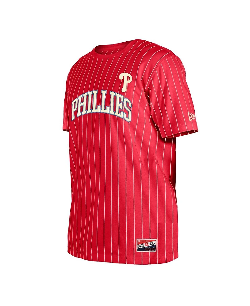 New Era Men's Red Philadelphia Phillies Throwback Pinstripe T-Shirt