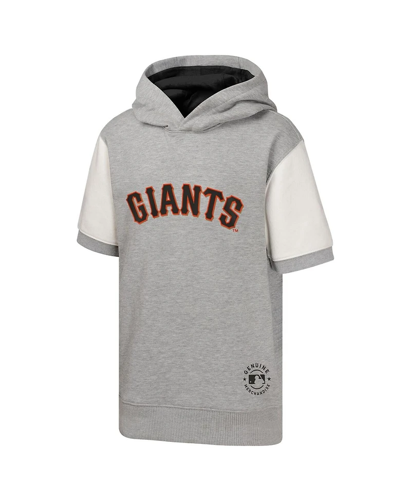 Outerstuff Big Boys and Girls Heather Gray San Francisco Giants Line Up Short Sleeve Pullover Hoodie