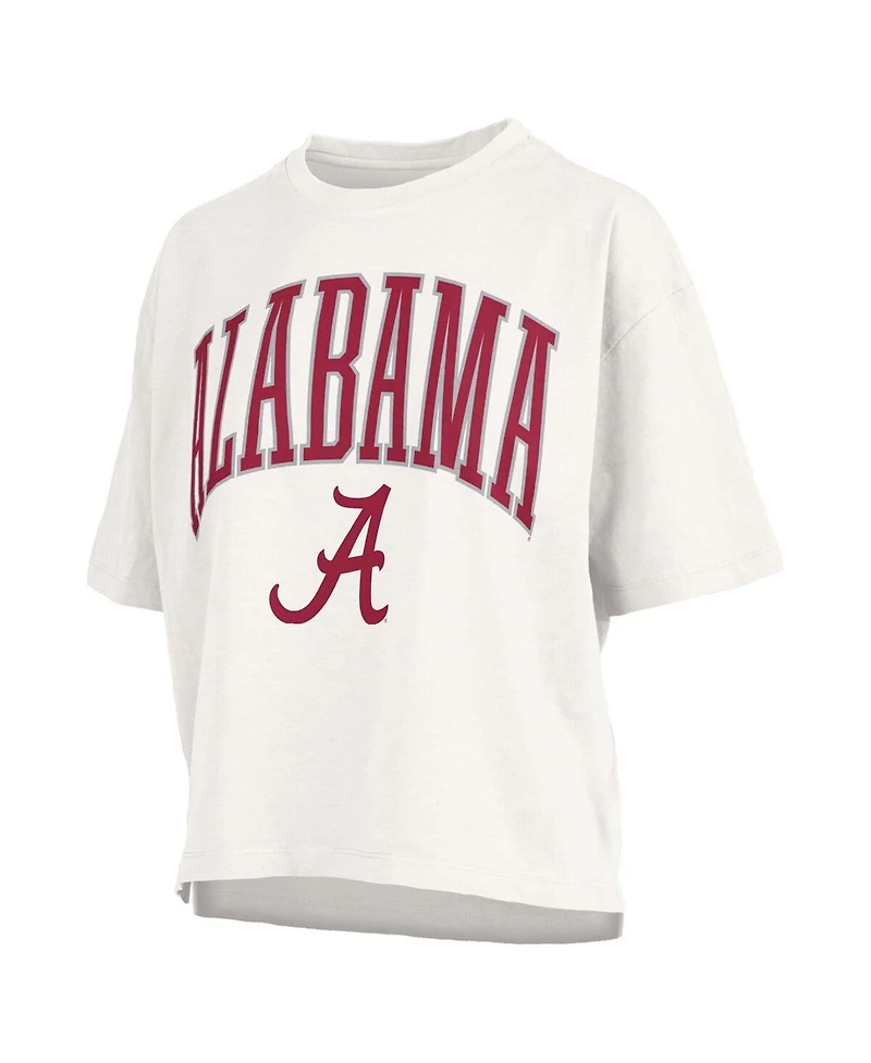 Pressbox Women's White Alabama Crimson Tide Nelson Arch Over Logo Waist Length Oversized Slub T-Shirt