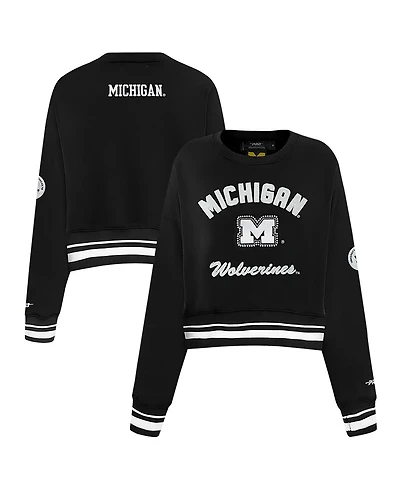 Pro Standard Women's Black Michigan Wolverines Cropped Pullover Sweatshirt