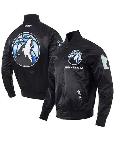 Pro Standard Men's Black Minnesota Timberwolves 2024/25 City Edition Chenille Satin Full-Snap Jacket