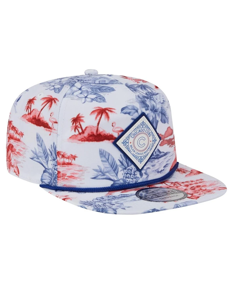 New Era Men's White Chicago Cubs Printed Island Golfer Snapback Hat