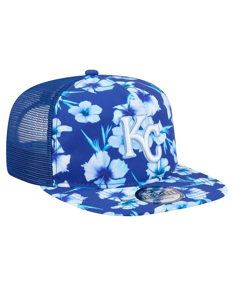 New Era Men's Royal Kansas City Royals Adventure Pattern Golfer Trucker Snapback Hat