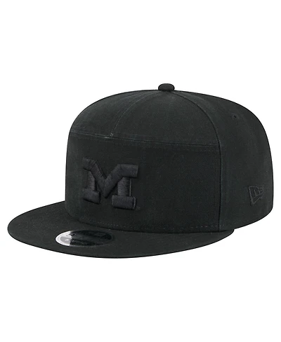 New Era Men's Black Michigan Wolverines Adventure Canvas Split Panel 9FIFTY Snapback Hat