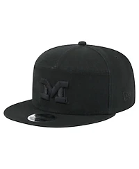 New Era Men's Black Michigan Wolverines Adventure Canvas Split Panel 9FIFTY Snapback Hat
