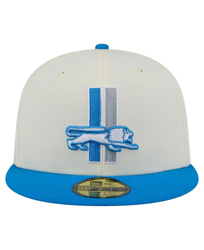 New Era Men's White/Blue Detroit Lions Throwback Main 59FIFTY Fitted Hat