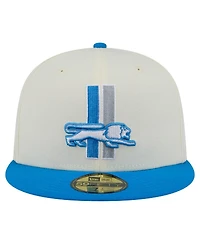 New Era Men's White/Blue Detroit Lions Throwback Main 59FIFTY Fitted Hat