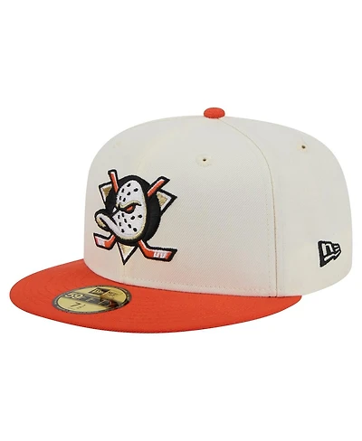 New Era Men's White Anaheim Ducks Chrome Two-Toned 59FIFTY Fitted Hat