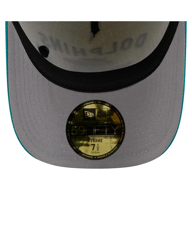 New Era Men's Cream/Aqua Miami Dolphins 2025 Nfl Draft A-Frame 59FIFTY Fitted Hat