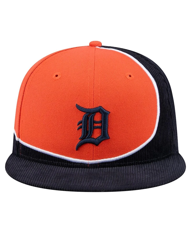 New Era Men's Navy/Orange Detroit Tigers Retro Split Corduroy Snapback Hat