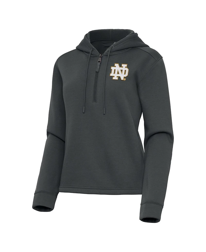 Antigua Women's Pewter Notre Dame Fighting Irish Contemporary Quarter-Zip Hoodie